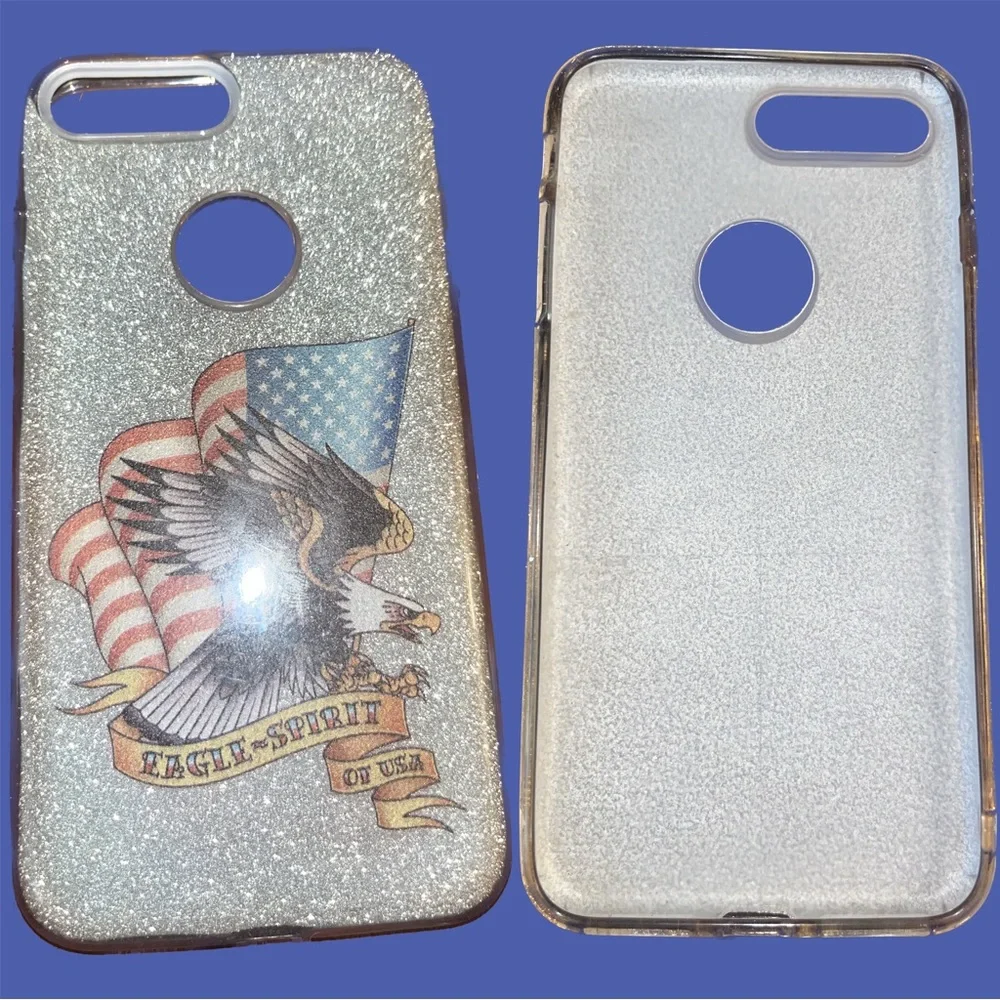 6 Piece Set IPhone 7 Plus Assorted Phone Cases (Glitter/TieDye/Cheetah/Eagle)